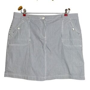 Karen Scott Women's Blue White Pinstripe A-Line Skirt Sz 14 Knee Length Nautical